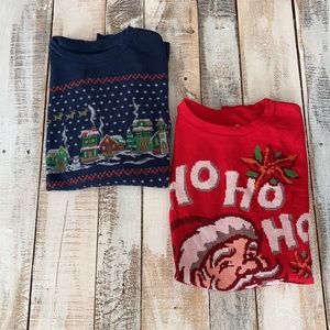 Set of 2 Waffle Knit Christmas Shirt